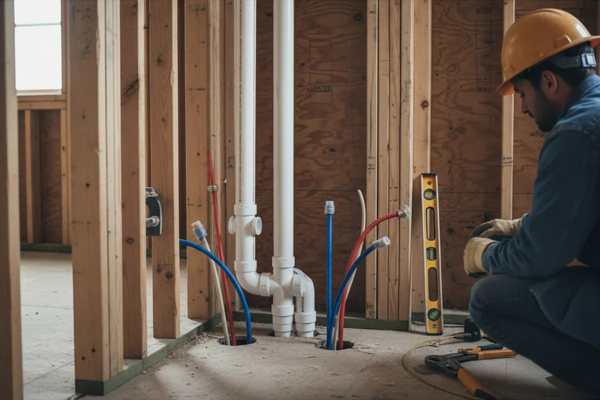 Drain and supply rough-in during Leak Detection in Willacoochee