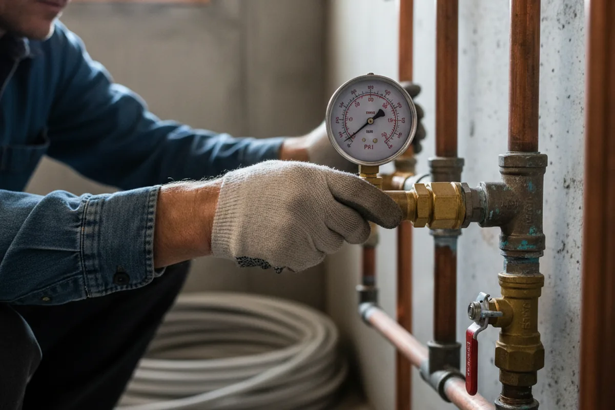 Pressure testing a repaired line during Water Line Repair in Willacoochee